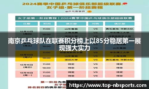 南京乒乓球队在联赛积分榜上以85分稳居第一展现强大实力